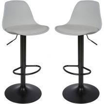 Skecten - Lot de 2 tabourets de bar rembourrés et pivotants avec système de levage pneumatique, chaise de bar en simili cuir avec dossier de cuisine,