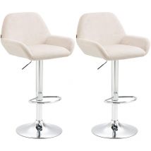Décoshop26 - Lot de 2 tabourets de bar repose-pieds en forme d'arc en métal chromé assise en velours crème TDB10789