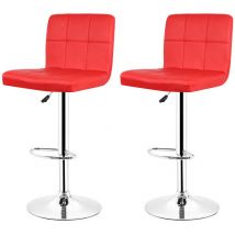 Oobest - Aqrau Tabourets de Bar Lot de 2, Chaise de Cuisine Pivotante, Hauteur réglable, Oevêtement en pu, Dossier et repose-pieds, Rouge foncé