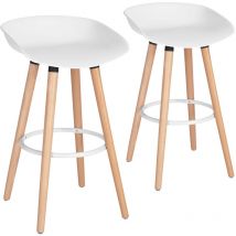 Lot de 2 tabourets de bar scandinave siège polypropylene avec repose-pieds hauteur d'assise 68cm - Urban Meuble