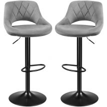 Haloyo - Lot de 2 tabourets de bar, tabourets de comptoir en velours, tabourets de bar creux, tabourets de bar pivotants avec dossier et