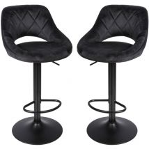 Haloyo - Lot de 2 tabourets de bar, tabourets de comptoir en velours, tabourets de bar creux, tabourets de bar pivotants avec dossier et