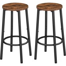 Lot de 2 Tabourets de Bar, Tabourets de Cuisine avec Repose-Pieds, Chaises Hautes, Cadre en Métal Robuste, pour Restaurants, Cuisines, Bars et