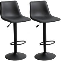 Lot de 2 tabourets de bar Vintage hauteur réglable pivotant avec repose-pied pu avec surpiqûres gris foncé