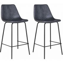 Lot de 2 tabourets de bar vintage lucien gris foncé - Hauteur d'assise 65cm