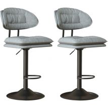 Lot de 2 Tabourets de Bar,Chaise de Bar Rembourré,Tabouret de Bar avec Repose-Pieds,Chaise Haute avec dossier,pour Bar/Cuisine Gris
