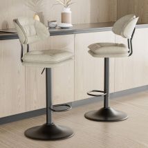 Lot de 2 Tabouret de Bar,Chaise de Bar Rembourré,Tabouret de Bar avec Repose-Pieds,Chaise Haute avec dossier, Beige