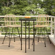 Bonnevie - Lot de 2 Tabourets de bar,Chaises hautes de bar 45x56x103,5 cm Résine tressée et acier -39242