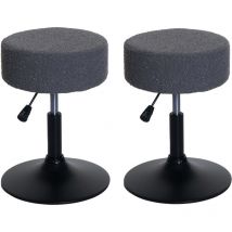 Lot de 2 tabourets HW C-C22, tabouret de maquillage, réglable en hauteur pivotant ø 37cm Tissu Bouclé 450g/m² mvg gris