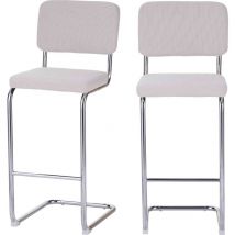 Baïta - Lot de 2 tabourets jack en velours côtelé beige avec pieds métalliques