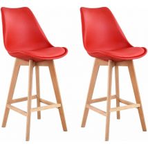 Happy Garden - Lot de 2 tabourets scandinaves sven rouge avec coussin