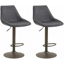 Lot de 2 tabourets de bar stark piètement en métal et revêtement en tissu gris foncé