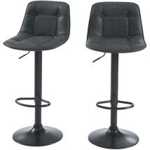Lot de 2 tabourets tom en pu noir avec pieds noir