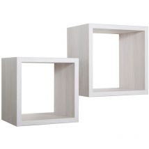 Tagères à mur lot de 2 cubes chêne blanchi mod. q-bis maxi