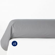 Lot de 2 taies de traversin coton 57 fils Gris Clair 85x185 cm