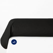Lot de 2 taies de traversin coton 57 fils Noir 85x185 cm