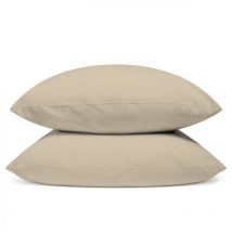 Lot de 2 Taies d'oreiller 100% Percale de coton - Kaki - 50x75cm