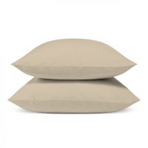 Lot de 2 Taies d'oreiller 100% Percale de coton - Kaki - 65x65cm