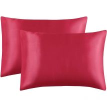 Lot de 2 taies d'oreiller en satin pour cheveux et peau, taies d'oreiller en satin avec fermeture à enveloppe