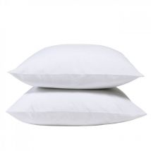 Lot de 2 Taies d'oreiller 100% Percale de coton - Blanc - 65x65cm