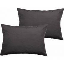 Vent Du Sud - 2er-Set Kissenbezüge aus Perkal aus reiner, gekämmter, langstapeliger Baumwolle 80 Fäden/cm² Südwind - Schiefer - 2er-Set Kissenbezüge