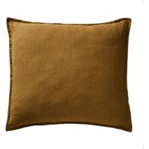 Lot de 2 taies d'oreillers 60 x 60 cm en lin lavé caramel - luisa