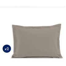 Lot de 2 taies rectangulaires coton 57 fils Beige 50x70 cm