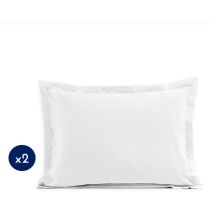 Lot de 2 taies rectangulaires coton 57 fils Blanc 50x70 cm