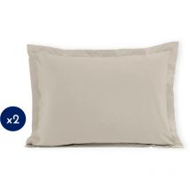 Lot de 2 taies rectangulaires coton 57 fils Beige crème 50x70 cm