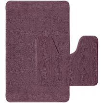 Lot de 2 tapis de bain polyester 50x80cm + contour violine