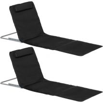 Outsunny - Lot de 2 tapis de plage rembourré - matelas de plage - nattes de plage - dossier inclinable multi-positions - sac transport inclus - métal