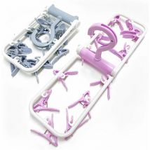 Lot de 2 étendoirs à linge, 12 clips étendoir à linge pliable pour chaussettes et sous-vêtements
