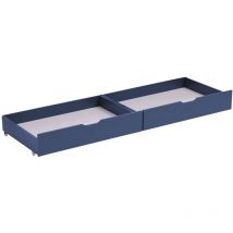 Lot de 2 tiroirs de rangement bleu foncé pour lit