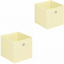 Lot de 2 boîtes de rangement ela, en tissu beige