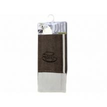 Lot de 2 torchons brodés cafe en coton - Multicolore