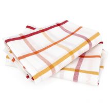 Lot de 2 torchons cuisine toile squares lin coton et lin