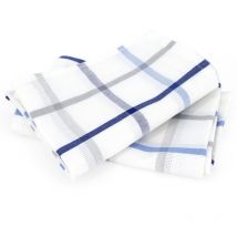 Lot de 2 torchons cuisine toile squares lin coton et lin
