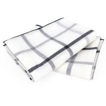 Lot de 2 torchons cuisine toile squares lin coton et lin