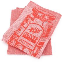Lot de 2 torchons cuisine toile olives coton et lin