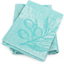 Lot de 2 torchons cuisine toile olives coton et lin