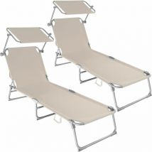Helloshop26 - Lot de 2 transats bain de soleil acier beige