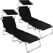 Helloshop26 - Lot de 2 transats bain de soleil acier noir