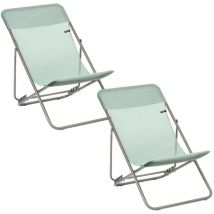 Lafuma Mobilier - Lot De 2 Transats Pliants Multi-positions - Maxi Transat - Batyline Iso - Vert Tilleul -