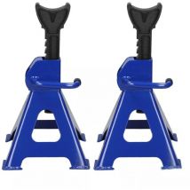 Lot de 2 tréteaux Chandelles à Crémaillère,Crics de Levage en Acier 3T Réglable en hauteur 285-430mm,Camion Voiture,Bleu