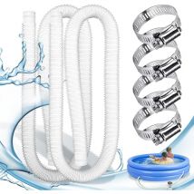 Lot de 2 Tuyau piscine,Tuyau piscine 32mm,Tuyau aspirateur piscine avec 4 colliers de serrage métalliques,Tuyau pompe piscine applicable à Piscines