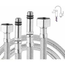 Lot de 2 tuyaux flexibles tressés en acier inoxydable pour mitigeur de cuisine/lavabo monobloc 1/2 Raccord 600 mm de long