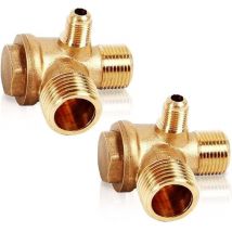 Lot de 2 vannes anti-retour 3 voies avec filetage extérieur (20 × 16 × 10 mm) 3 voies en laiton Valve de surpression Compresseur pour homme- Trimec