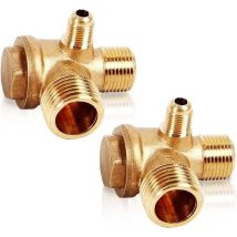 Galozzoit - Lot de 2 vannes anti-retour 3 voies avec filetage extérieur (20 × 16 × 10 mm) 3 voies en laiton Valve de surpression Compresseur pour