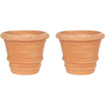 Set 2 Vase en terre cuite Vase d'extérieur Vase rond Jardinière de balcon Pot de fleur Pot de jardine Fait main Made in Italy