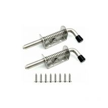 Lot de 2 verrous à ressort en acier inoxydable pour porte de garage, abri de jardin, cour, poulailler (128 mm)